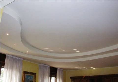 controsoffitto cartongesso tondo con faretti